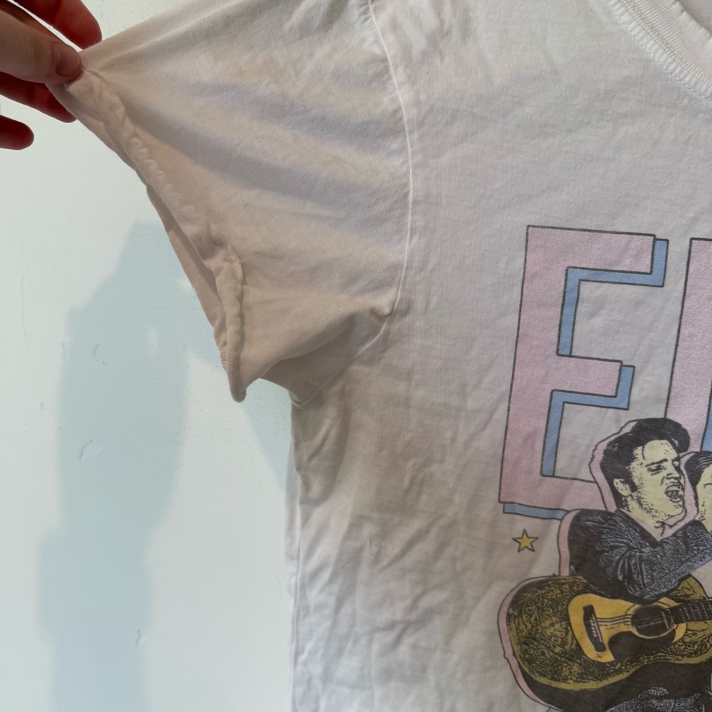 Recycled Karma White Elvis Graphic T-Shirt 100% Cotton Womens Size Small Band - Picture 4 of 10